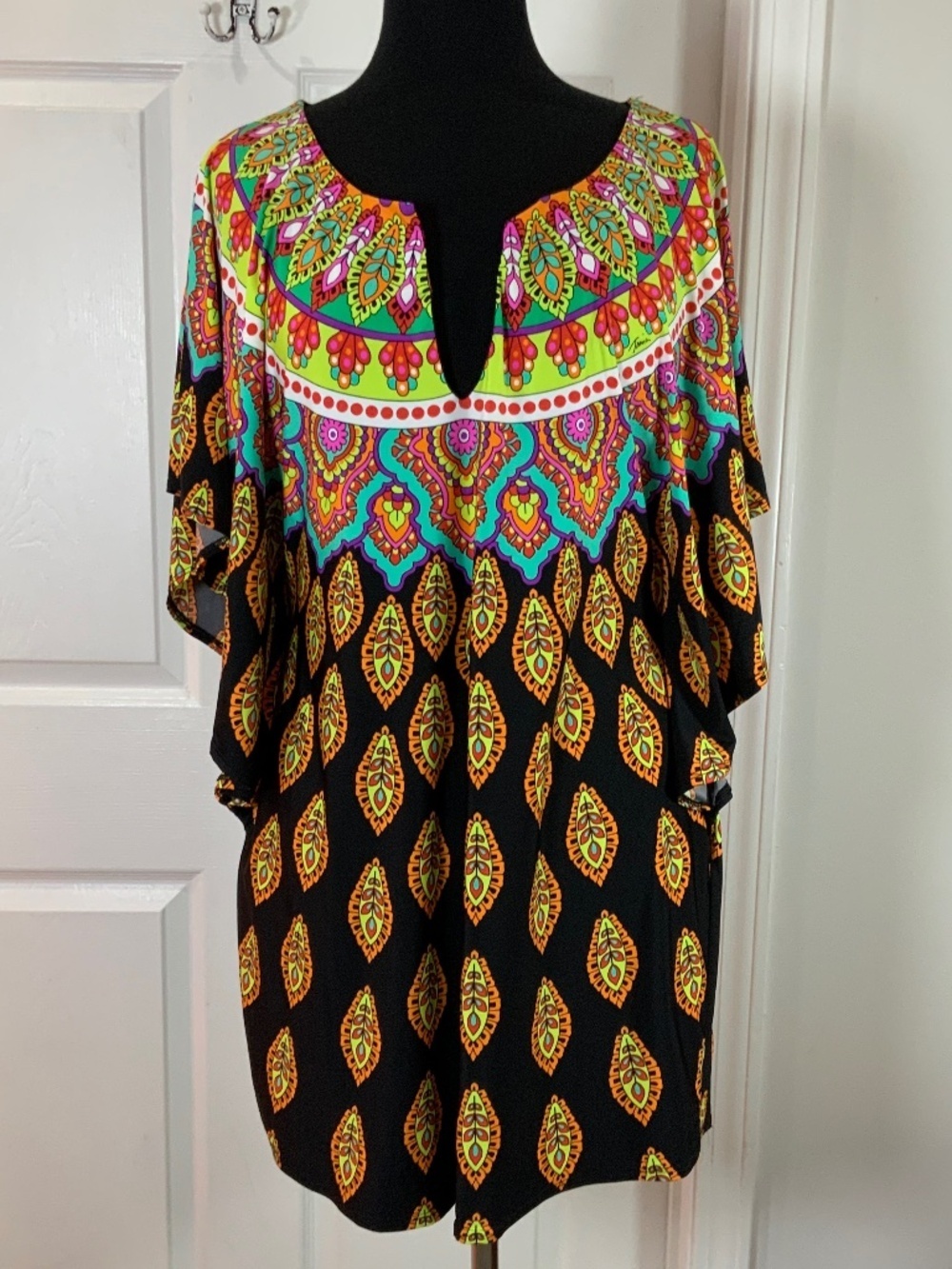 Trina Turk Moroccan Tunic Swim Cover Up Vacation Resortwear Mini Dress Large - Picture 13 of 13